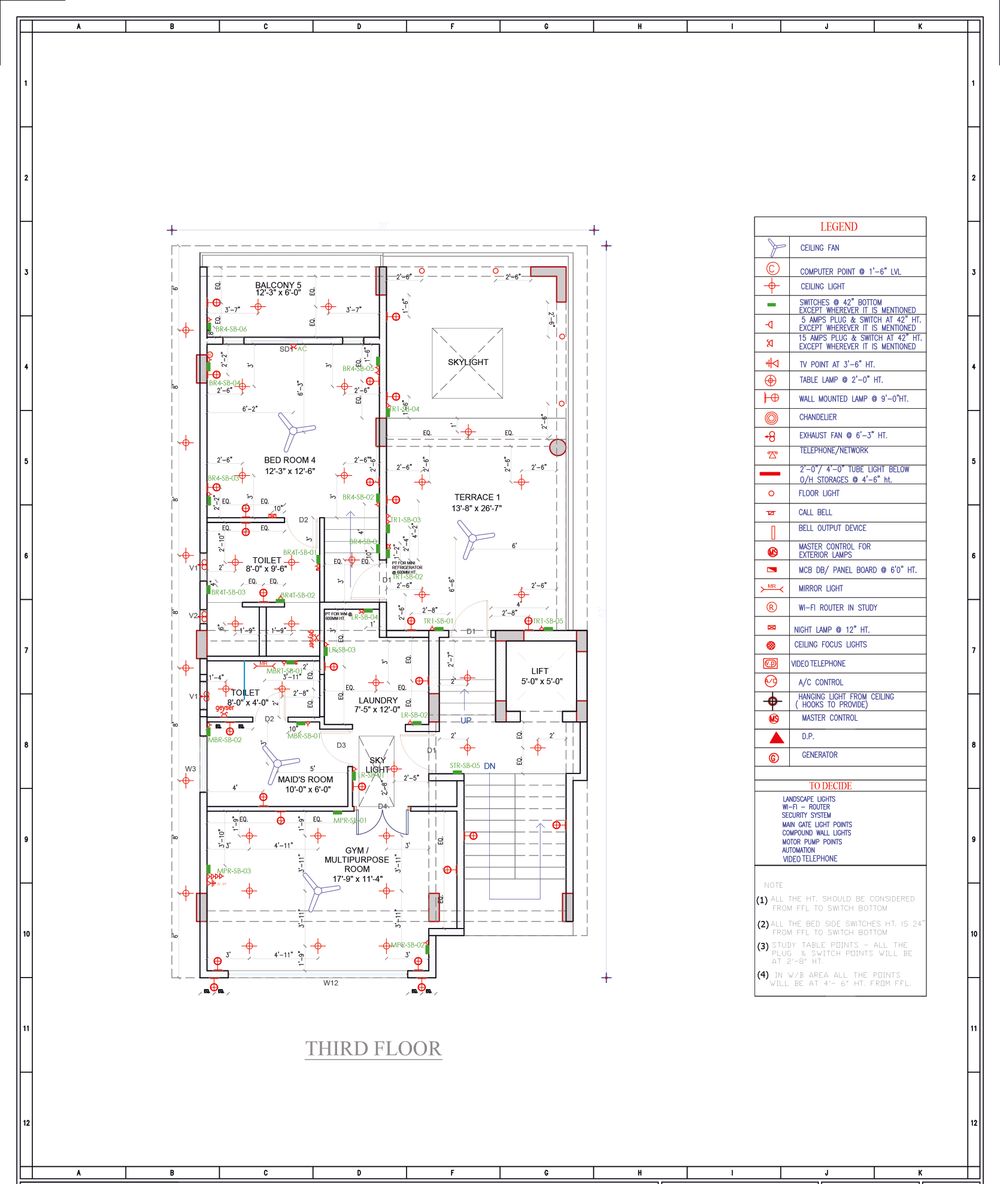 TF Electrical Dimension Layout